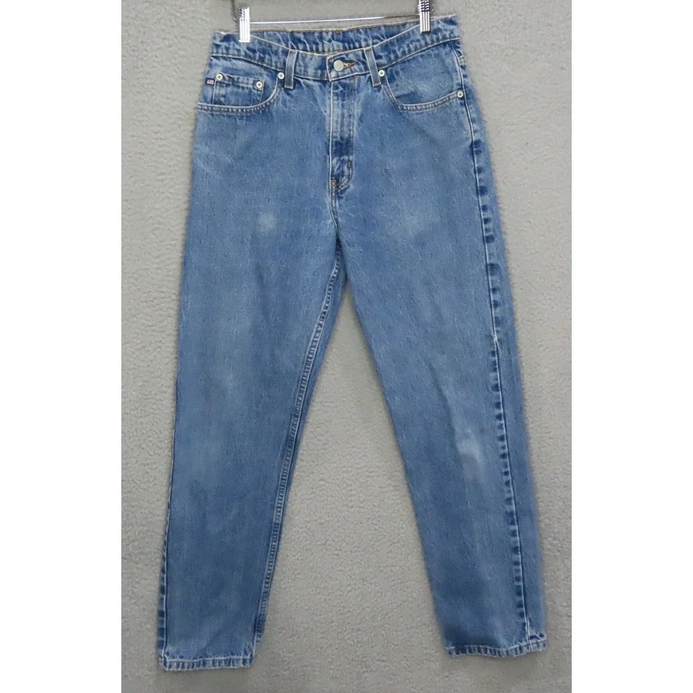 Vintage Polo Ralph Lauren USA Flag Relaxed Jeans 32x34 Light Wash 90s Y2K - Picture 2 of 12
